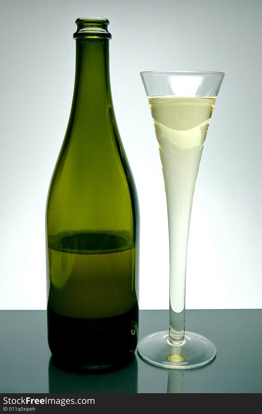 Sparkling wine isolated against a white background