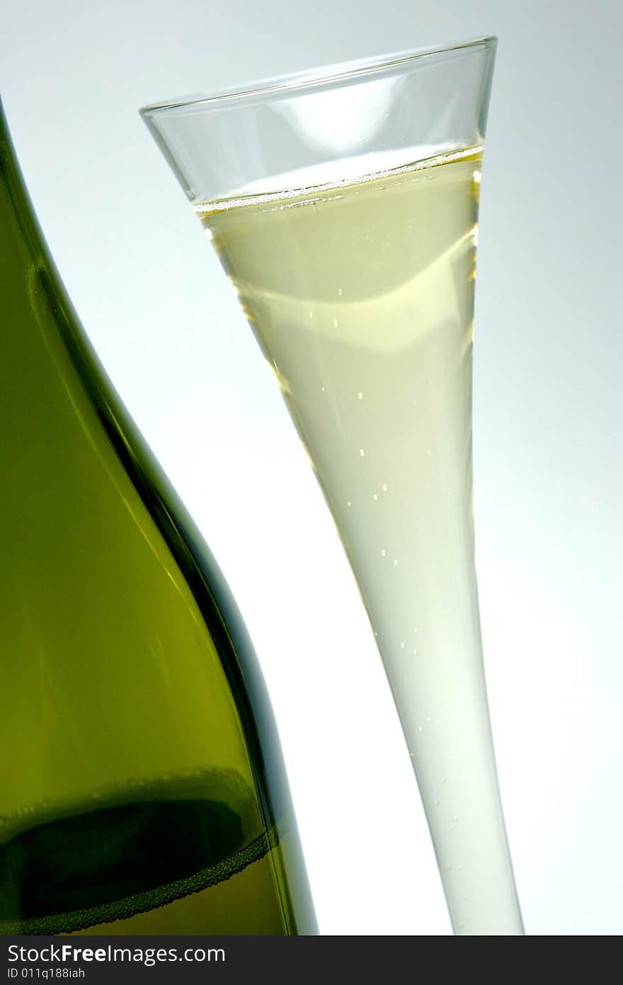 Sparkling wine isolated against a white background