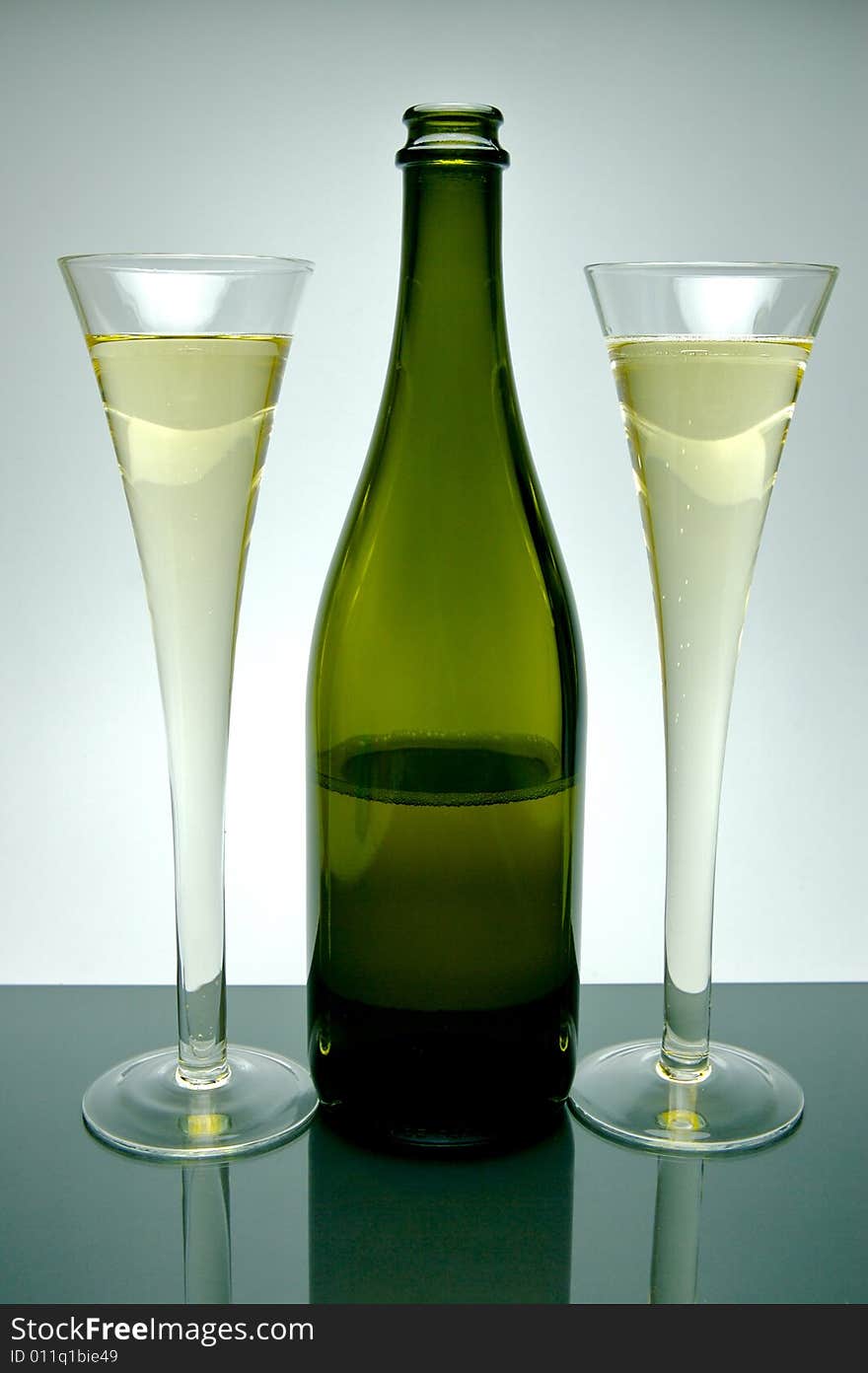 Sparkling wine isolated against a white background