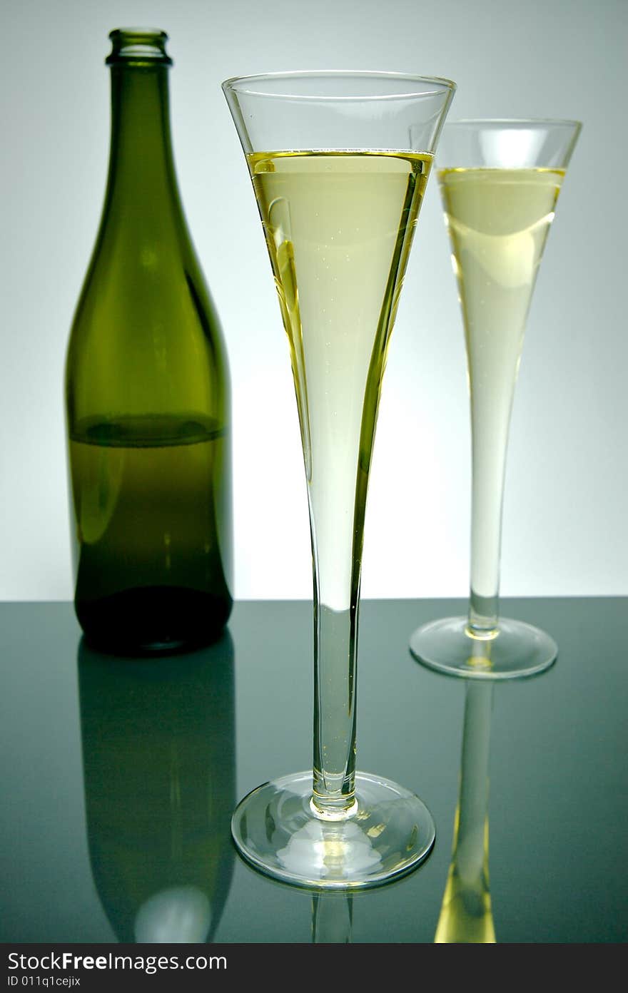 Sparkling wine isolated against a white background