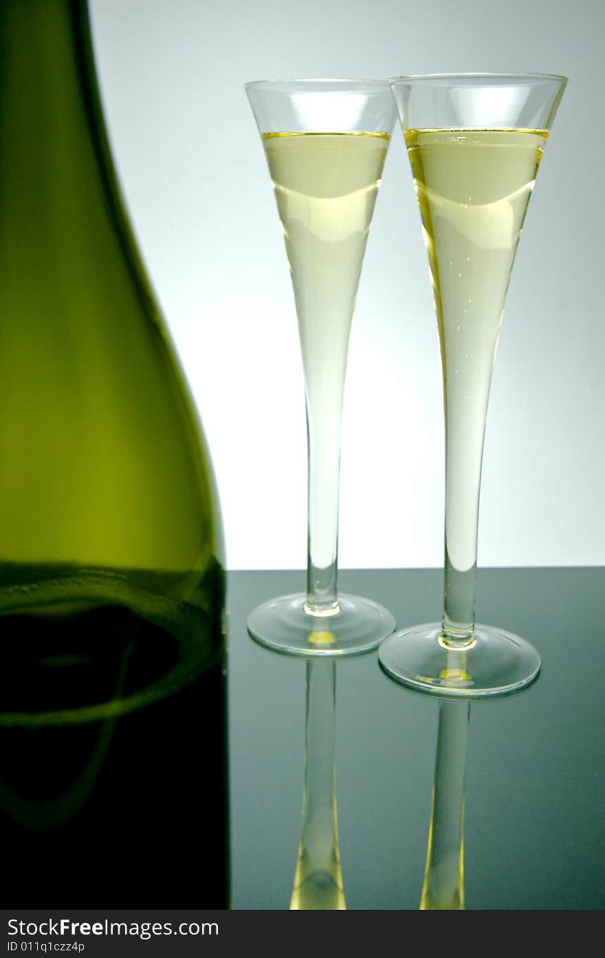 Sparkling wine isolated against a white background