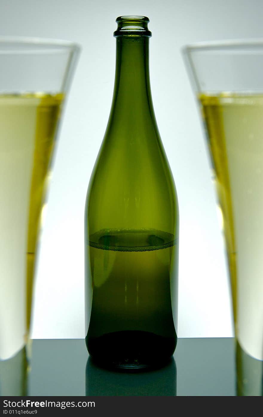 Sparkling wine isolated against a white background