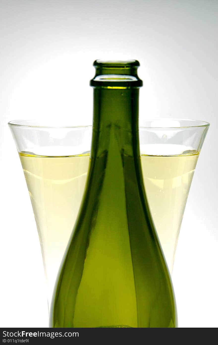 Sparkling wine isolated against a white background