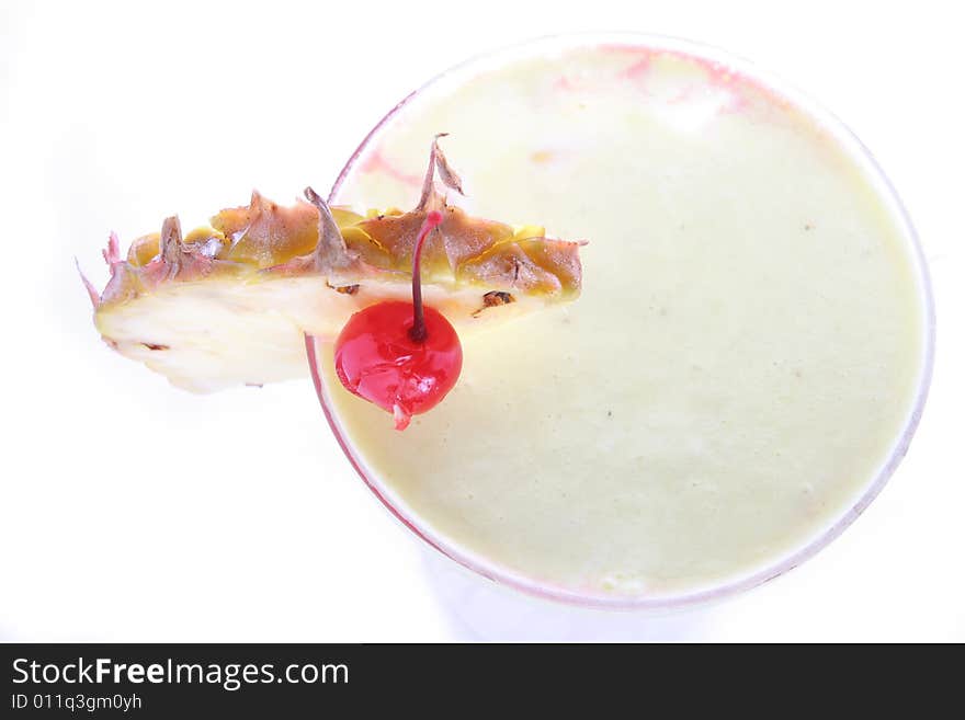 Pineapple cocktail in white background