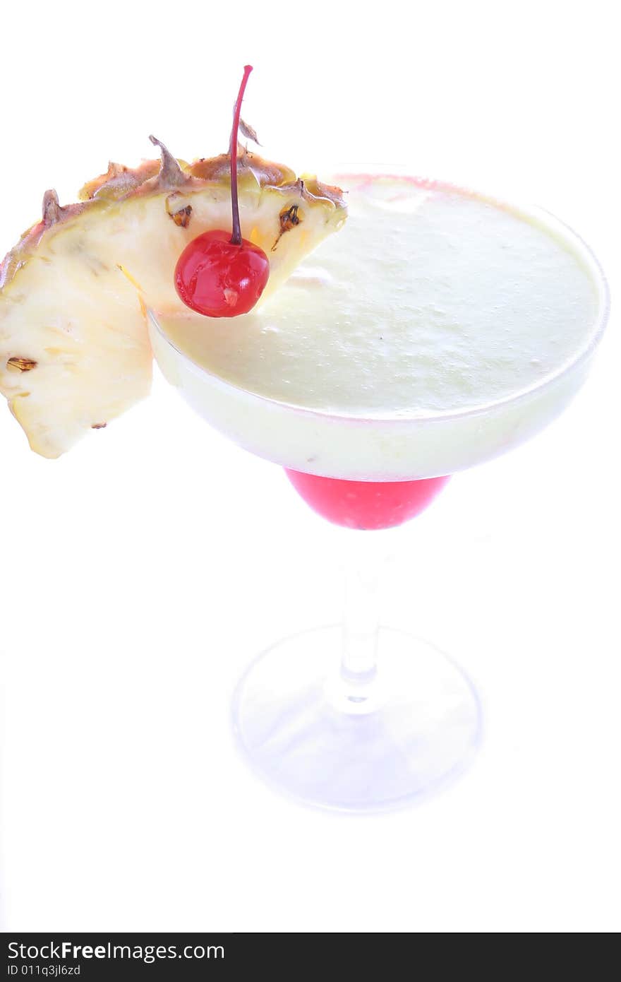 Pineapple cocktail in white background