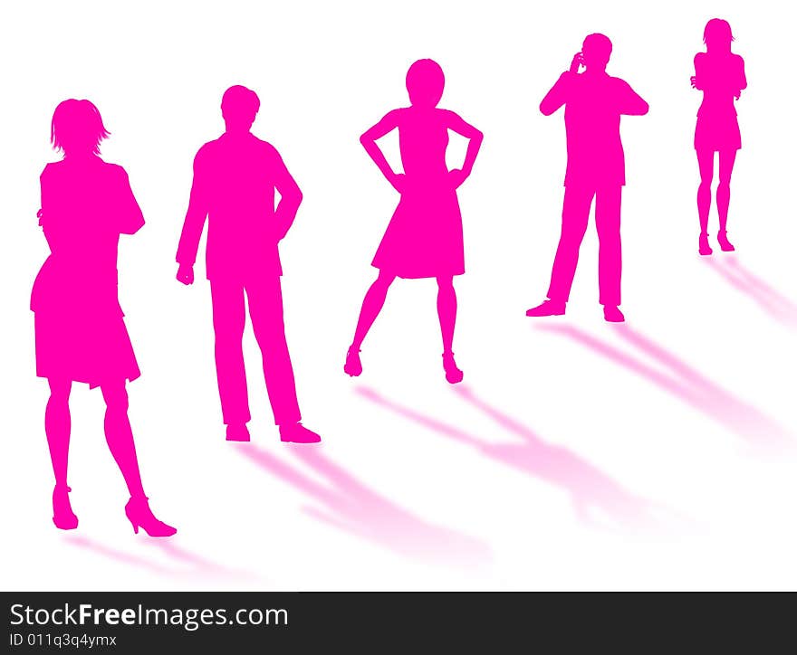 Business people silhouettes in different poses and attitudes. Business people silhouettes in different poses and attitudes