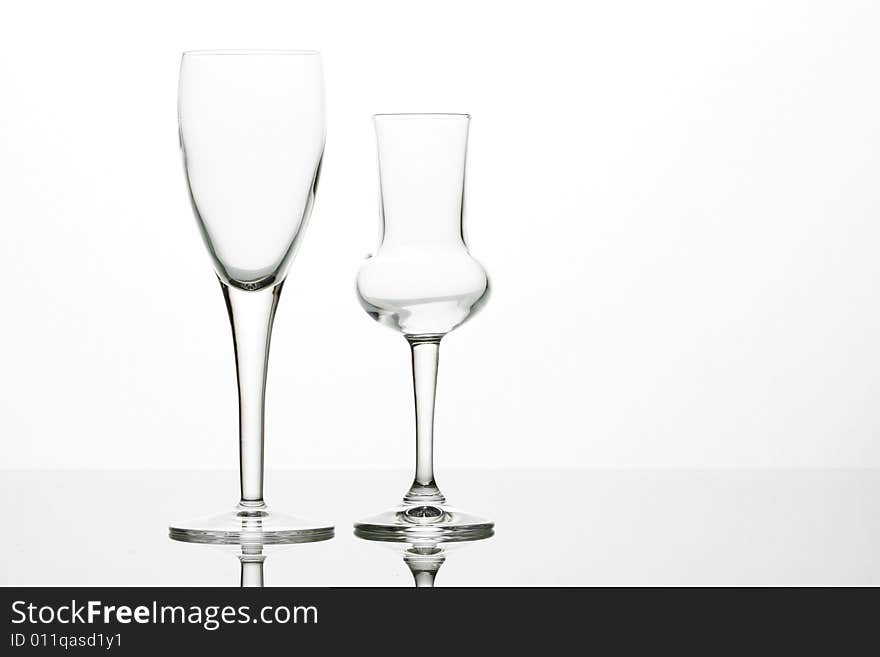 Two empty glass, perfect for cammercial shoot or compositing. Two empty glass, perfect for cammercial shoot or compositing