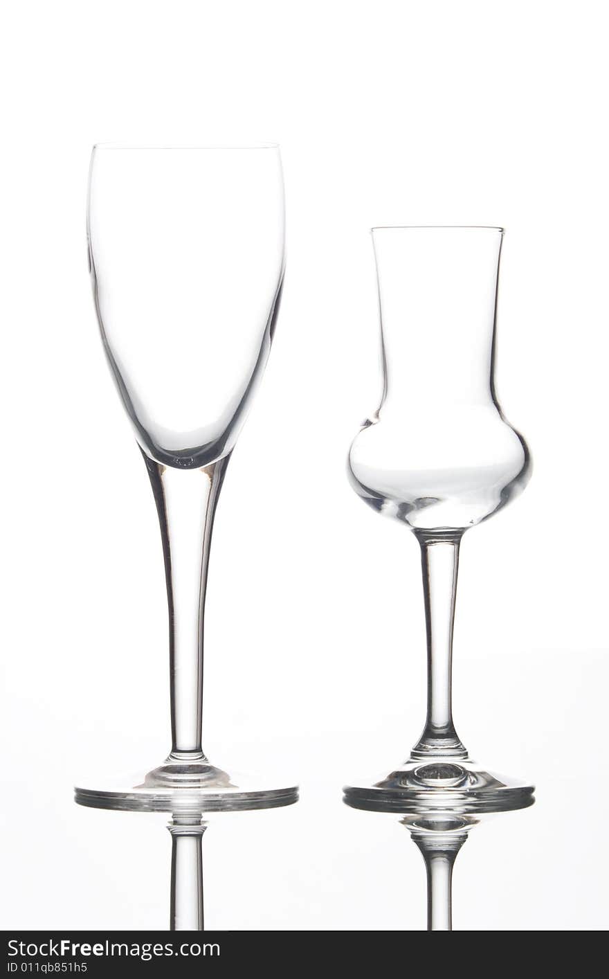 Two empty glass, perfect for cammercial shoot or compositing. Two empty glass, perfect for cammercial shoot or compositing