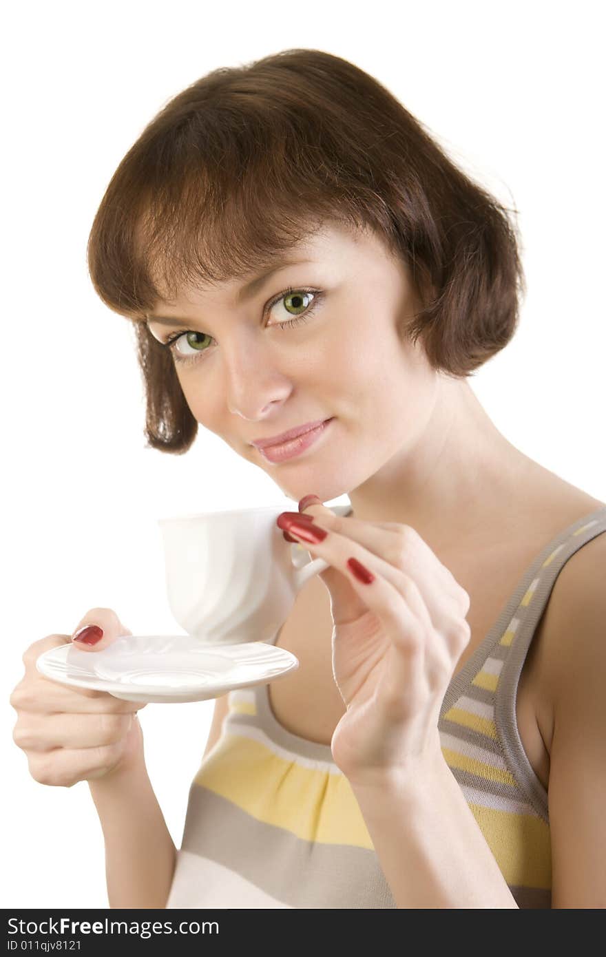 A photo of beautiful woman with morning cup of coffee. A photo of beautiful woman with morning cup of coffee