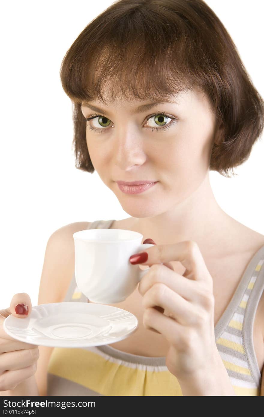 A photo of beautiful woman with morning cup of coffee. A photo of beautiful woman with morning cup of coffee