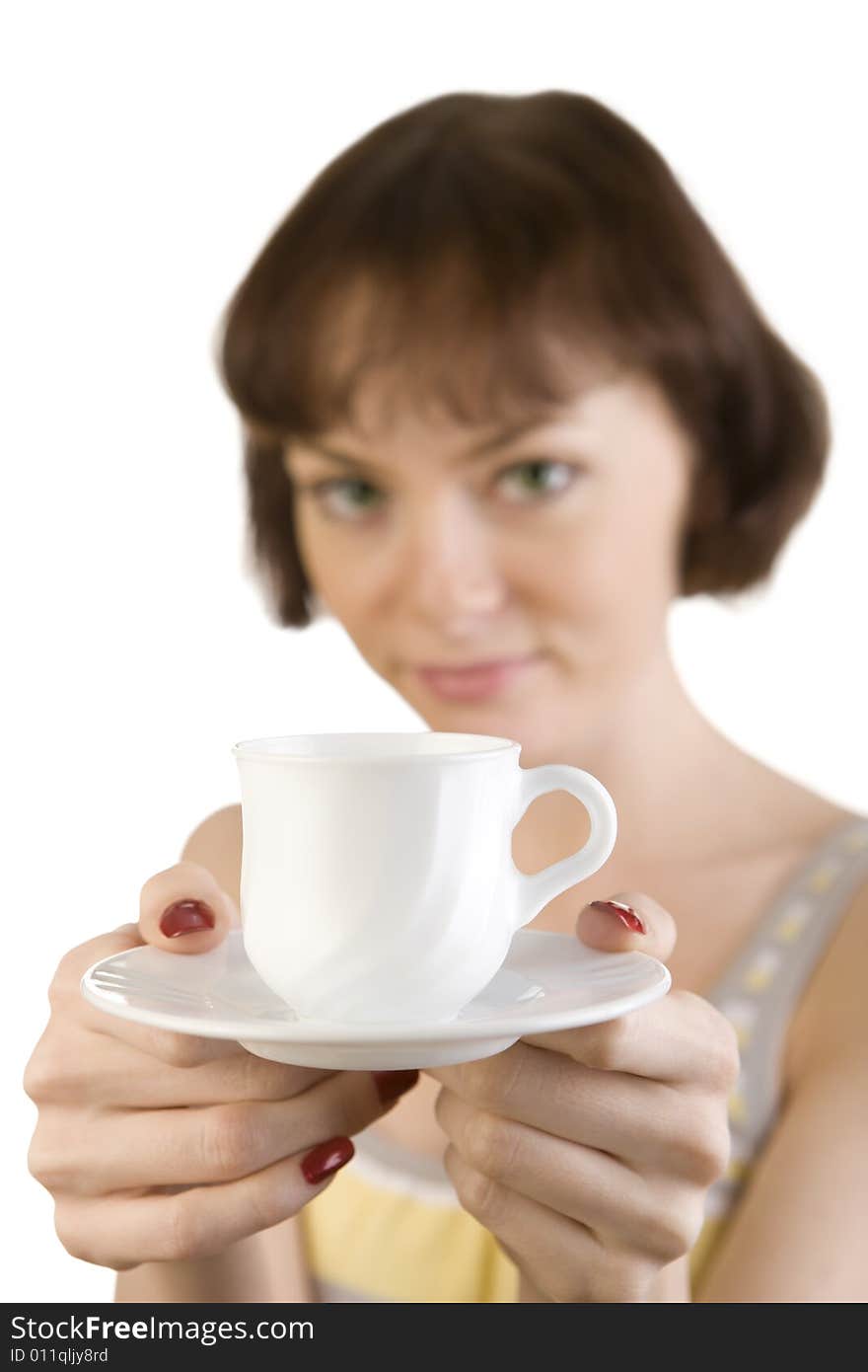 A photo of beautiful woman with morning cup of coffee. A photo of beautiful woman with morning cup of coffee