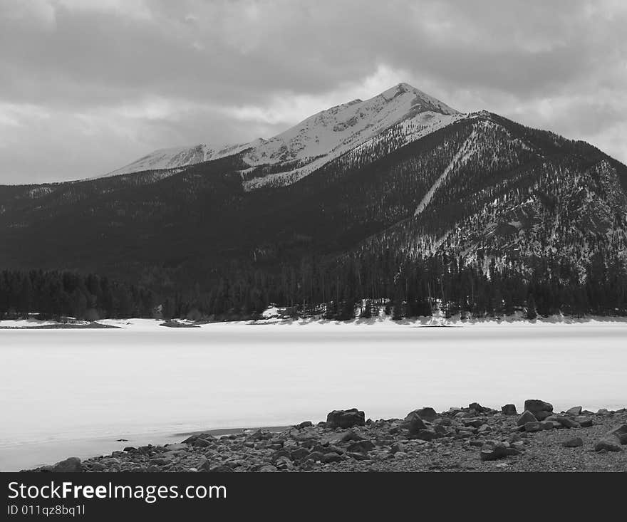 Winter, Mountain, and Lake