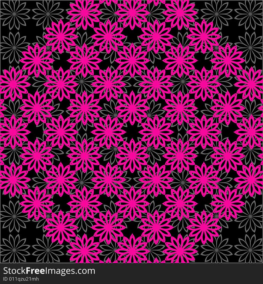 Flowery pink and black  background