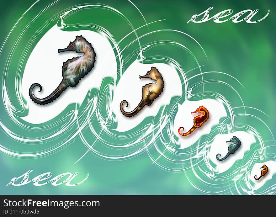 Great creative abstract color rich textured humorous image travelling family of marine skates. Great creative abstract color rich textured humorous image travelling family of marine skates.