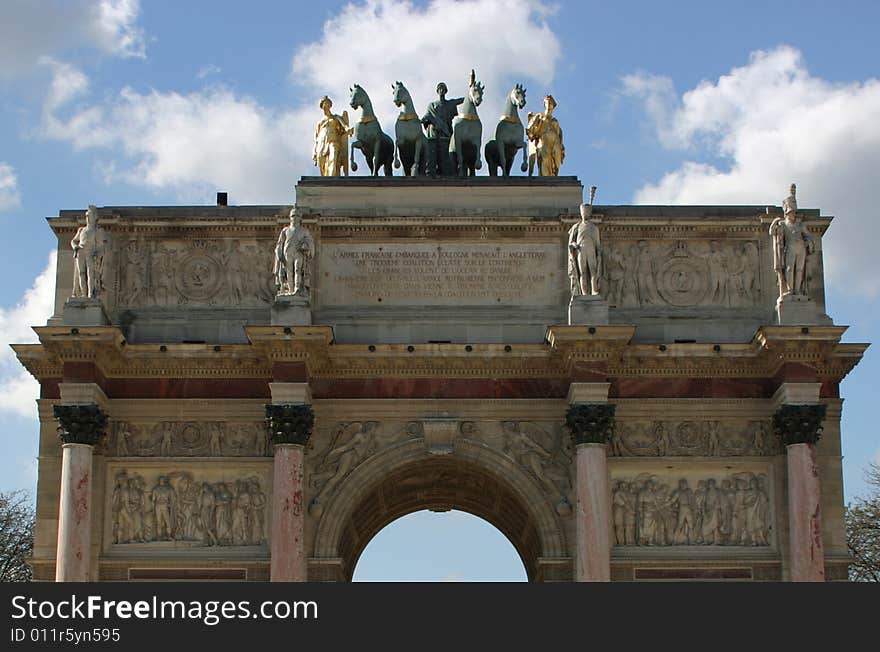 Arc de triomphe du carrousel, near le Louvre museum, Paris, France.