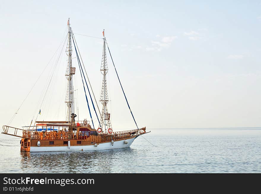 Nice cruise yacht in the Indian Ocean