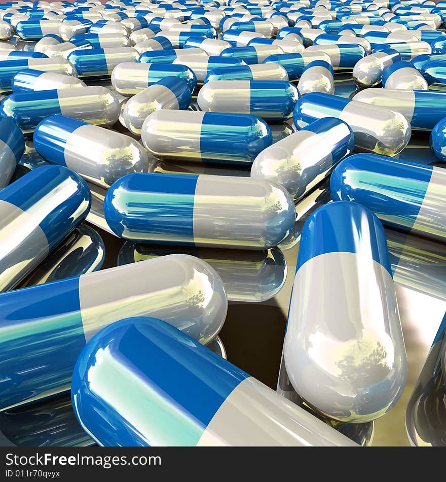 Drug and medicine, 3d image of capsule pills