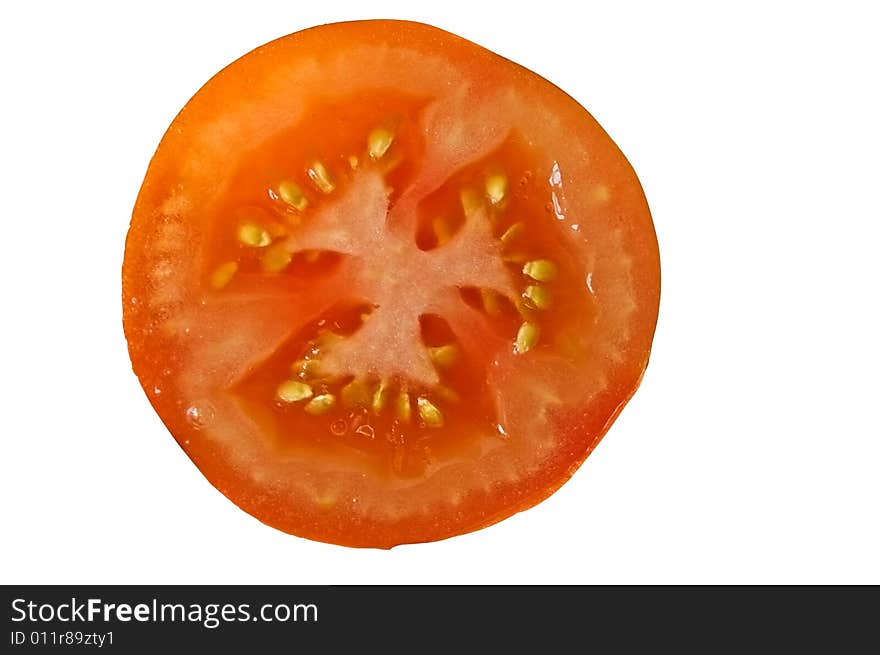 Half  a tomato isolated on a white background  with clipping path