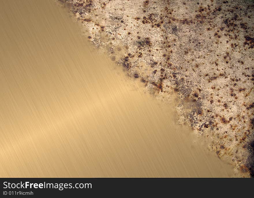 Erosion of metal of gold color. An example.