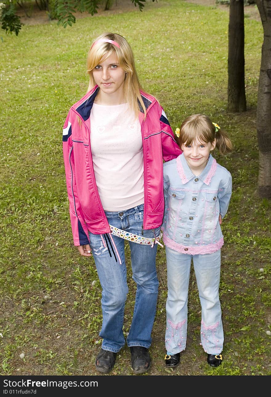 Two girls in park