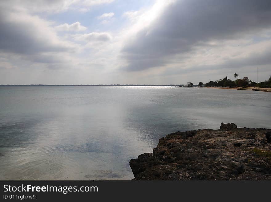 Detail of coastline and horizon on cuban beach. Detail of coastline and horizon on cuban beach