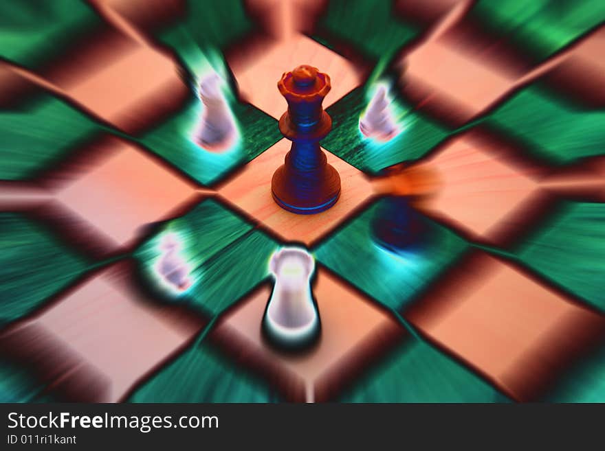 Chess game with Queen and blur