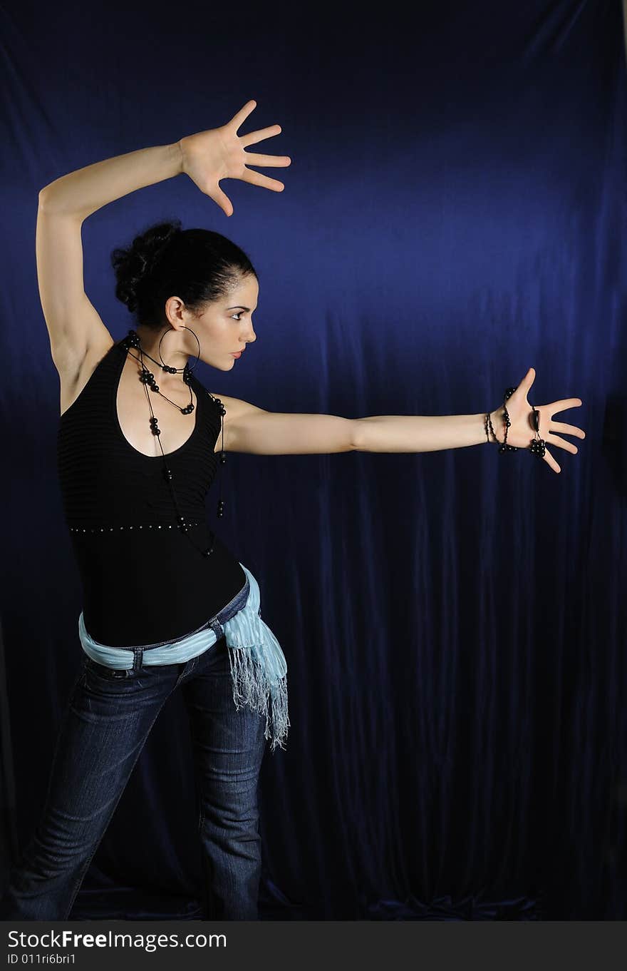 Portrait of young passsionate flamenco dancer woman