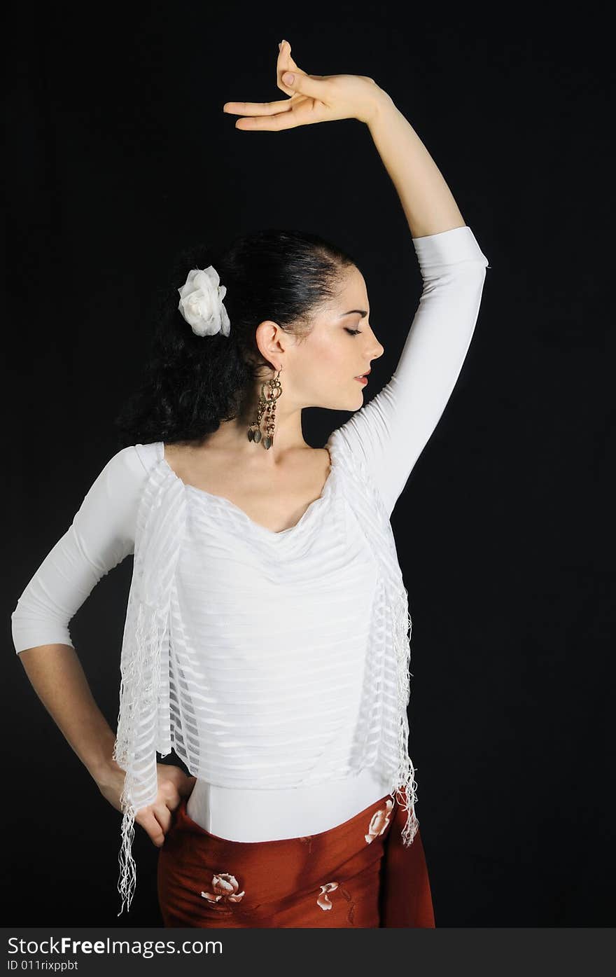 Portrait of young passsionate flamenco dancer woman