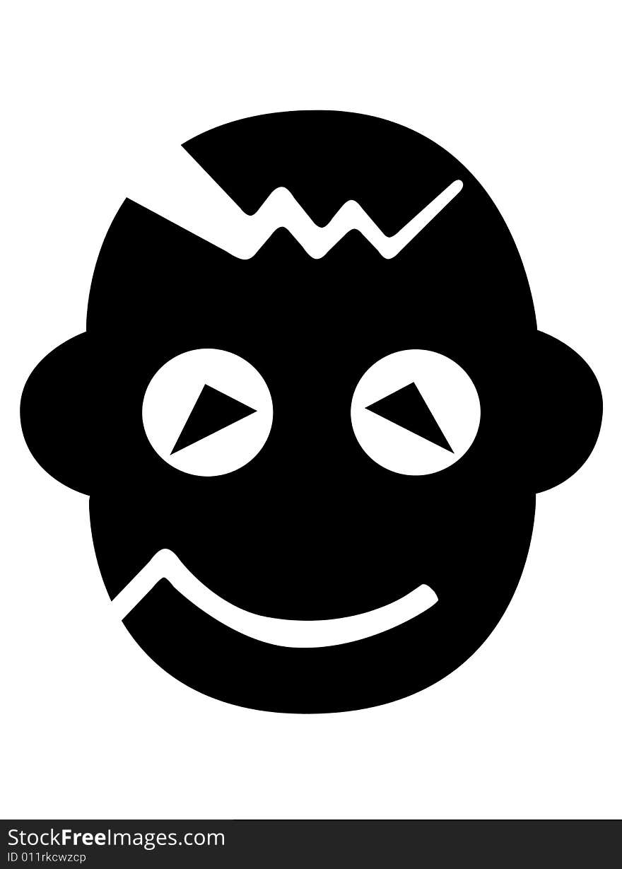 A smiling face icon with symbol of child face