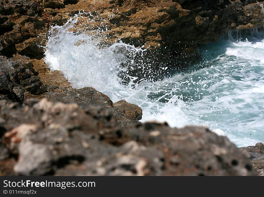 Splash of blue sea water