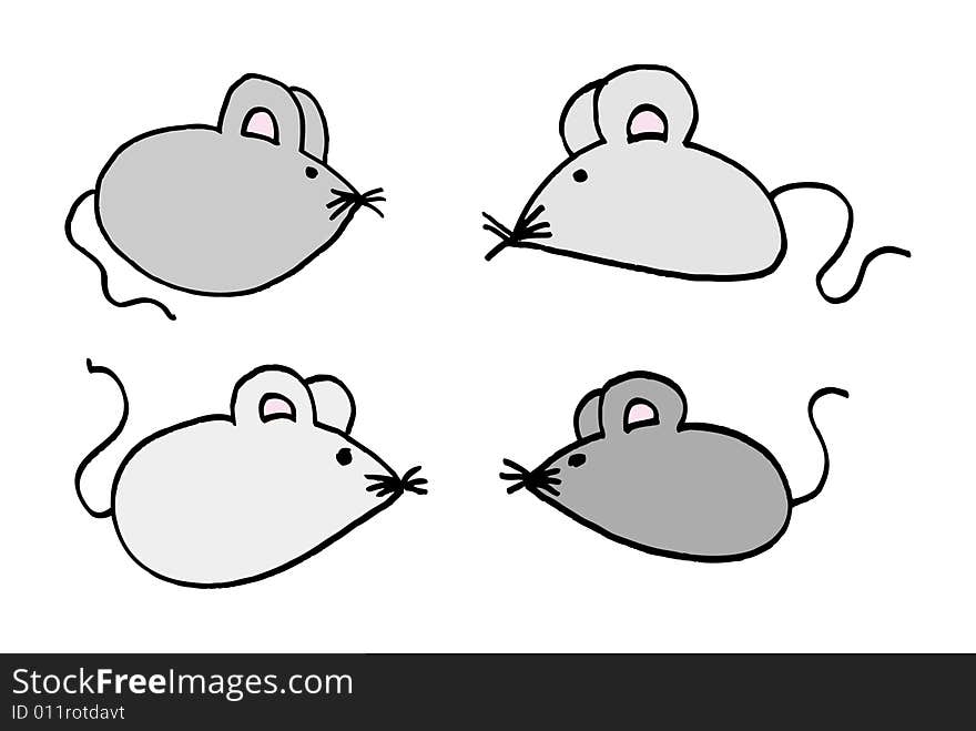 Four isolated different mouses. vector image