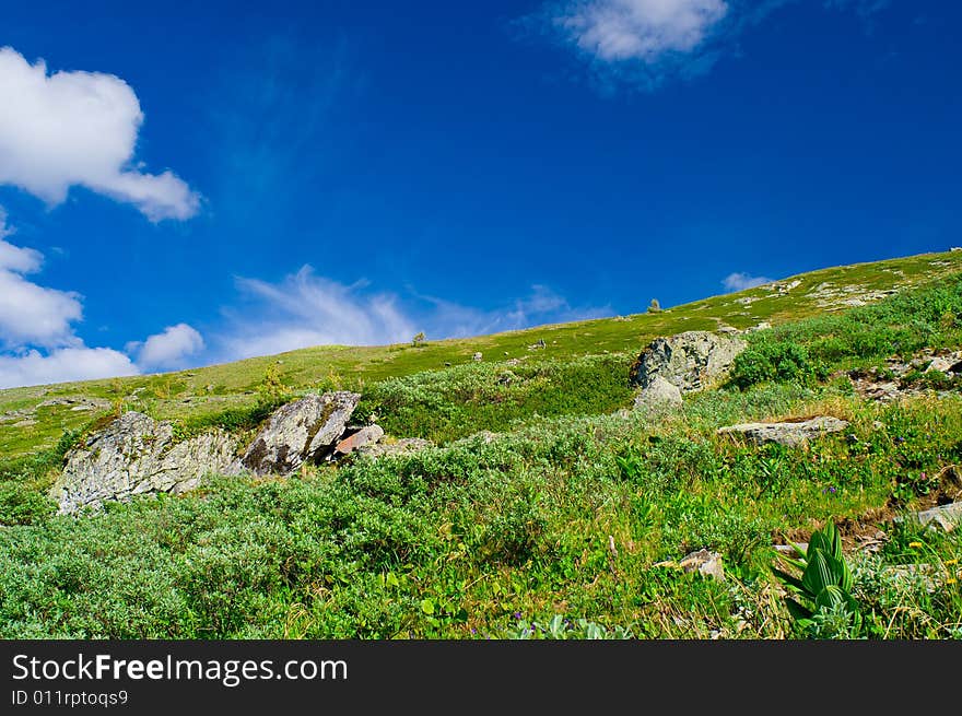 Altay landscape with clouds