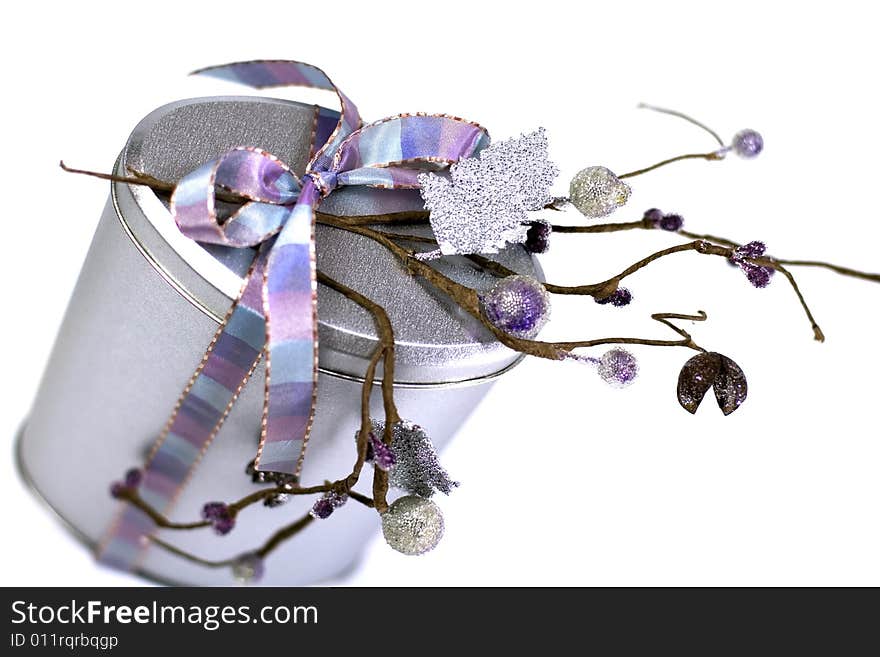 Metal gift box with beautiful decoration