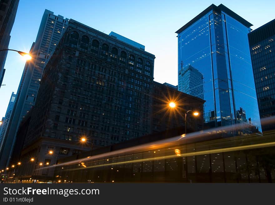 Chicago street at dawn