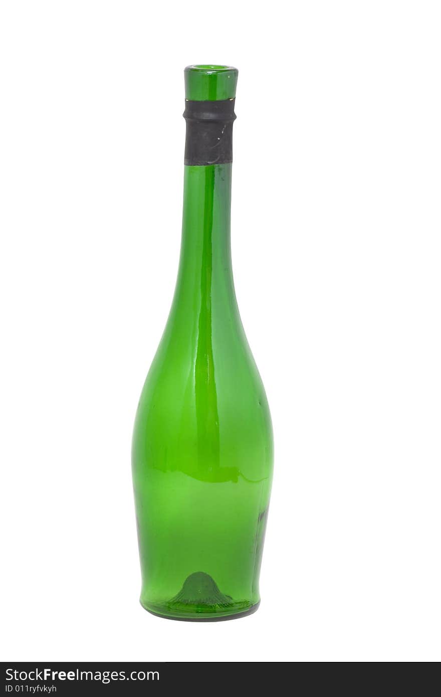 Empty wine bottle isolated over white background with clipping path