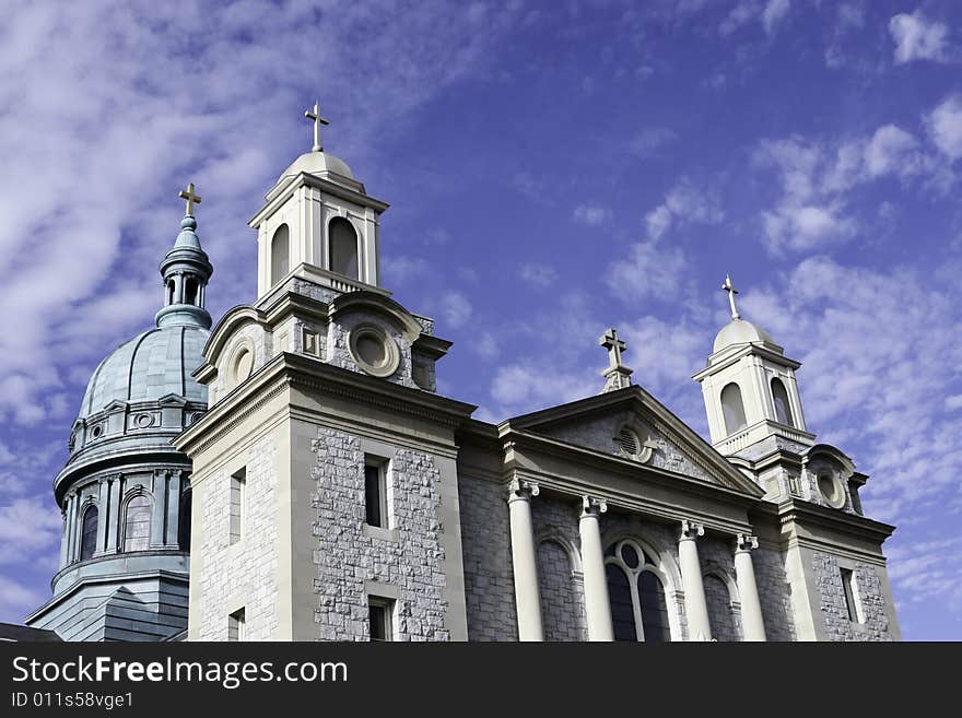 Church in a blue cloudy sky, Harrisburg, PA. Church in a blue cloudy sky, Harrisburg, PA