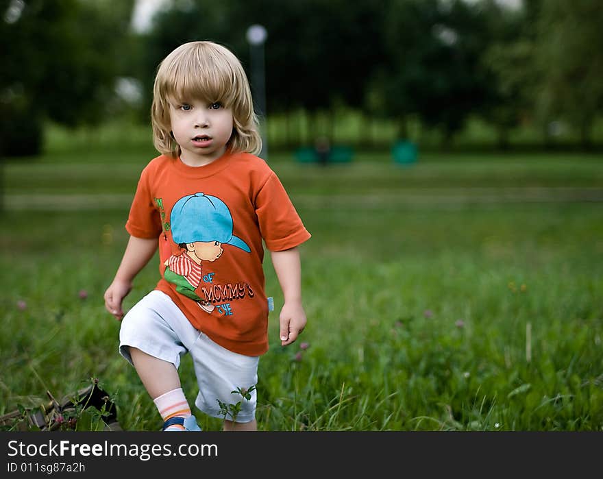 Little boy playing at the park. Little boy playing at the park