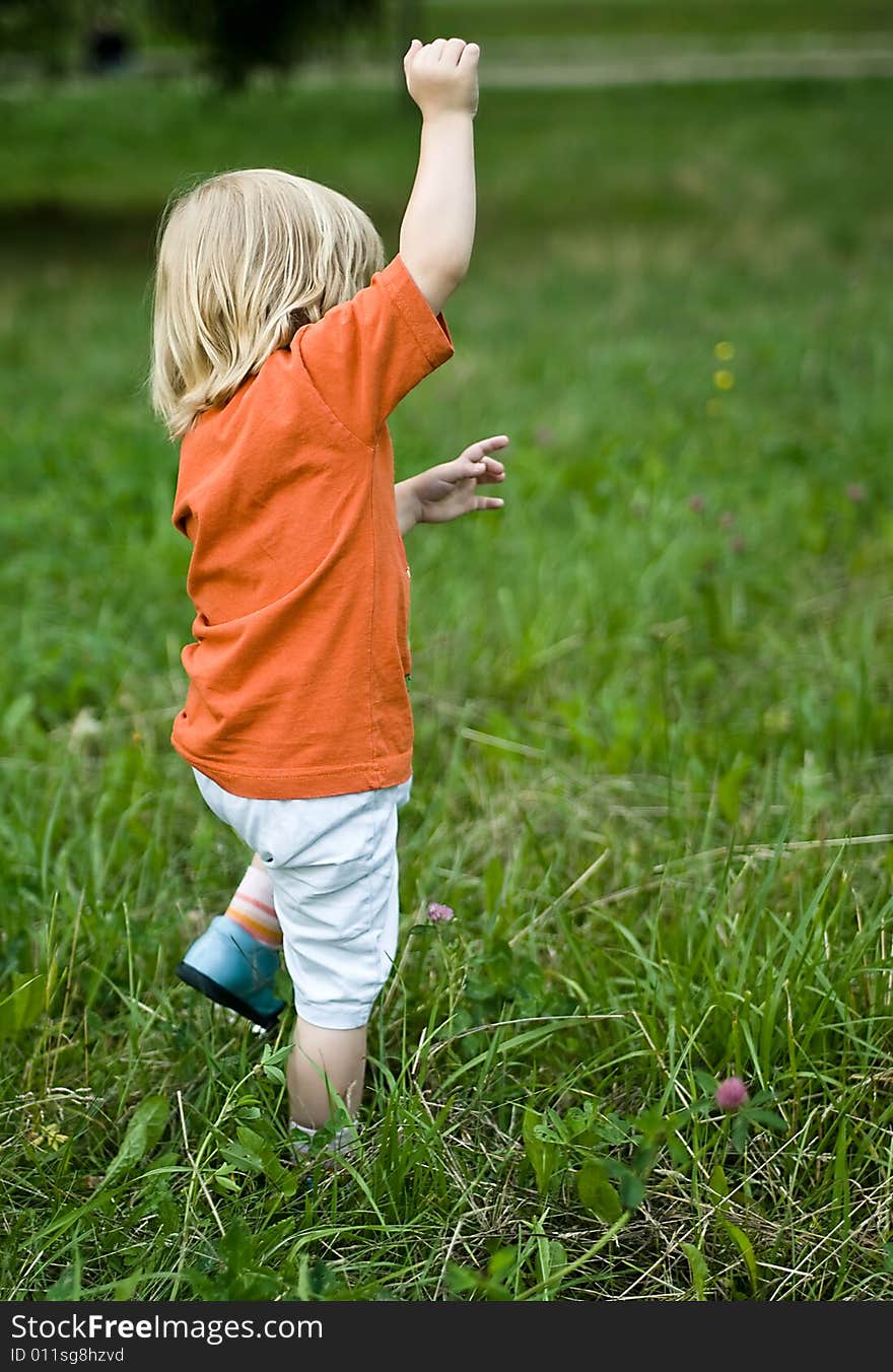 Little boy playing at the park. Little boy playing at the park