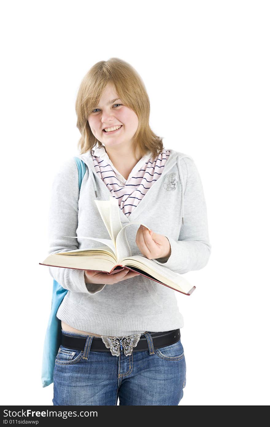 The young student isolated on a white