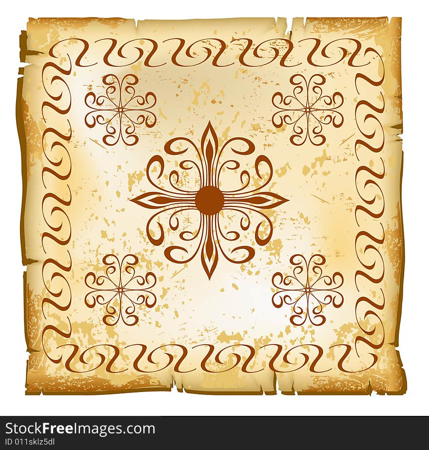 Old flower paper texture with natural patterns, vector illustration