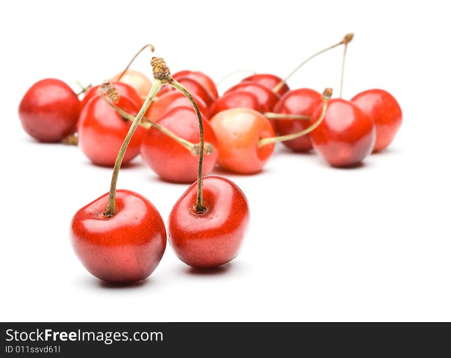 Fresh appetizing sweet cherry on a white background. Fresh appetizing sweet cherry on a white background