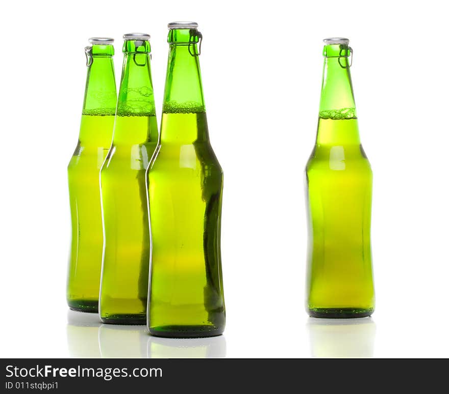 Beer in a bottle on a white background