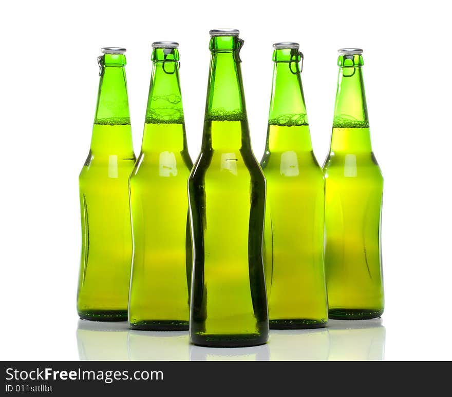 Beer in a bottle on a white background