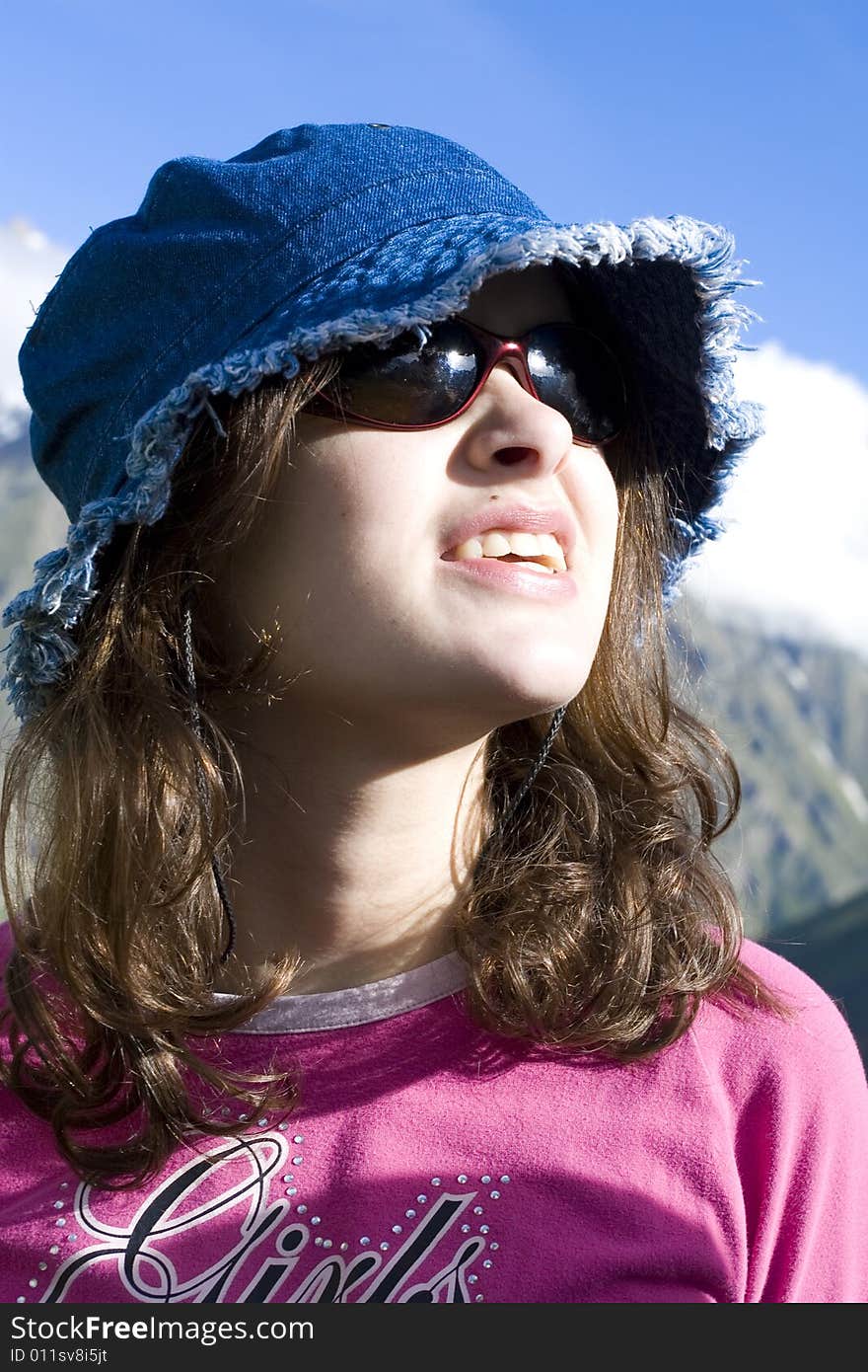 Hikers in mountains, Caucasus mountains