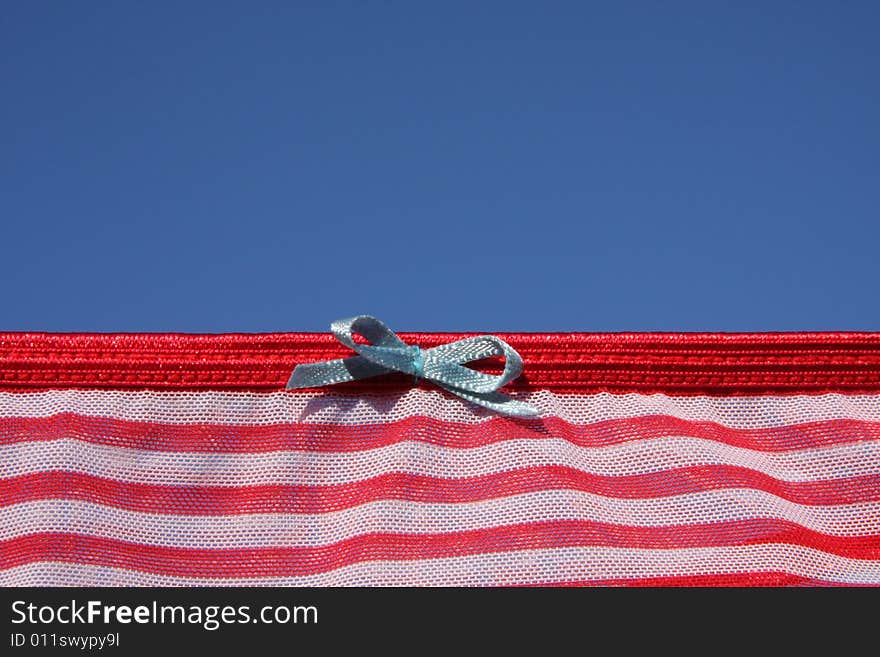 Clothes, lingerie on washing laundry line red stripe. Clothes, lingerie on washing laundry line red stripe