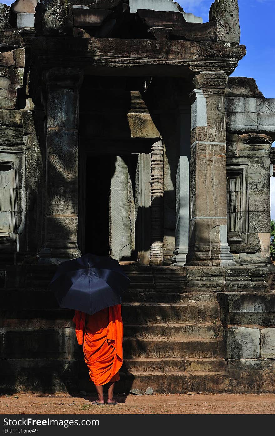 Cambodia Angkor Wat With A Monk