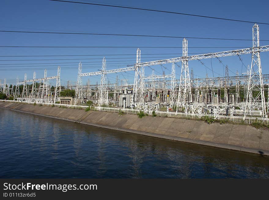 Power station on a blue background