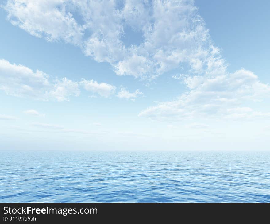 Beautiful summer seascape. 3d image. Beautiful summer seascape. 3d image