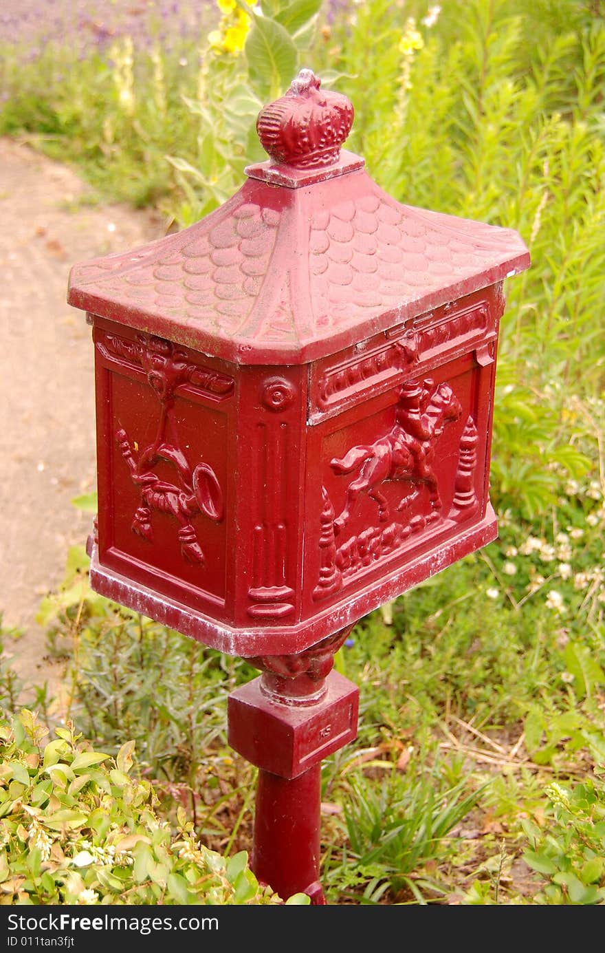 A private mailbox in the front garden. A private mailbox in the front garden