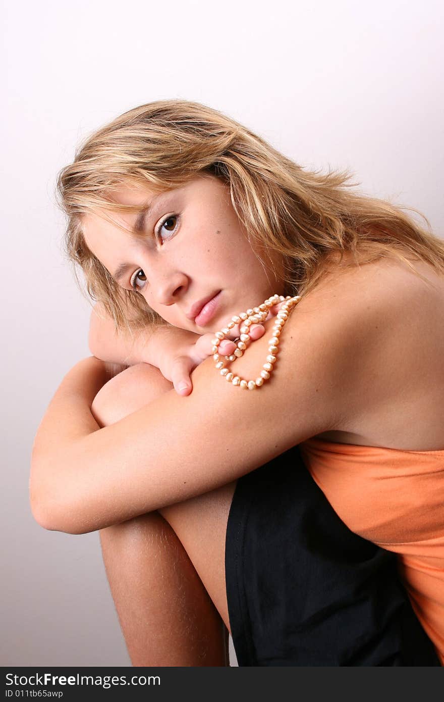 Teenage female model on a white background. Teenage female model on a white background